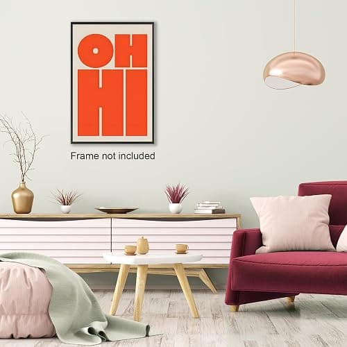 Orange OHHI Poster, Modern Bold Type Canvas, Trendy OH HI Wall Art, Typography Gallery Picture Prints for Aesthetic Bedroom Living Room Decor 08x12 in Unframed thumbnail 2