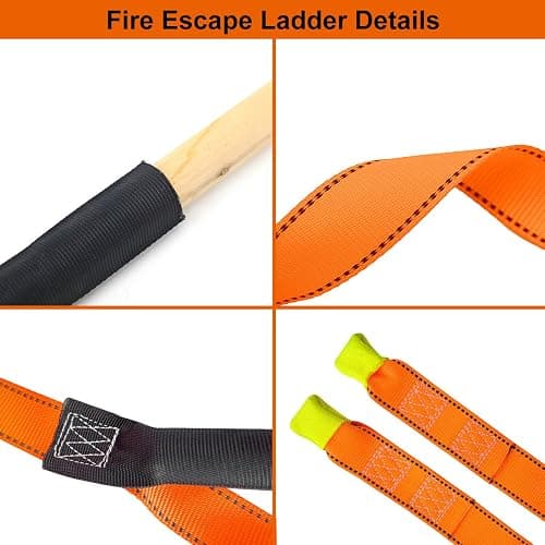 FKNGS Fire Escape Ladder, 26.2 Feet Emergency Fire Ladder, 2-3 Story Homes Reusable Safety Rope Ladder for Kids and Adults thumbnail 5