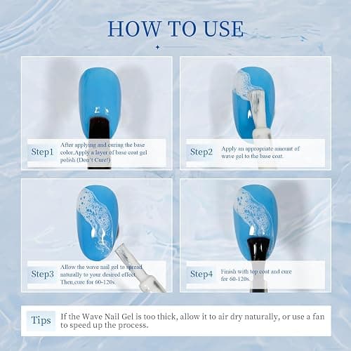 JODSONE Ocean Wave Blooming Gel Nail Polish,16.5ml Wave White Blooming Liquid for Spreading Effect Wave,High Fluidity Wave Textures for Ocean Wave Nail Art,DIY Nail Art Design thumbnail 6
