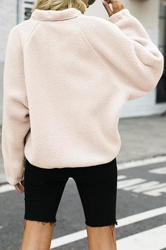 Nirovien Womens Fuzzy Fleece Jacket Button Down Sherpa Jacket | Warm Winter Coat with Pockets, Cozy Teddy Fluffy Jackets for Women, Cropped Fall Jacket, Fuzzy Sherpa Pullover, Travel Outfit thumbnail 3