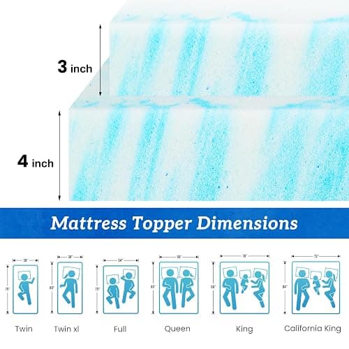 Sweetcrispy Mattress Topper King, 3 Inch Thick Memory Foam Gel Infused Cooling Toppers Pad for King Size Bed, Sleeper Sofa, RV, Camper, CertiPUR US Certified, Ventilated and Breathable thumbnail 3