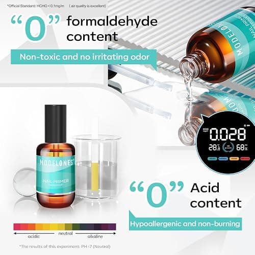 modelones 15 ml Nail Dehydrator and Primer, Acid Free Base Coat Natural Prep Dehydrate & Bond Primer Kit, Hema-Free Acrylic Nail Supplies thumbnail 3