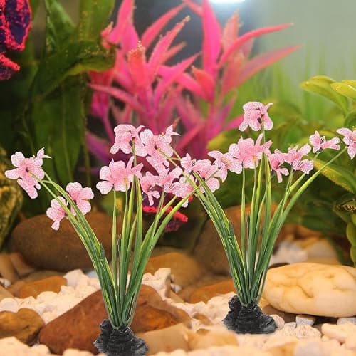 Balacoo 2 Pcs Pink Fish Tank Decor: Plastic Realistic Aquarium Plants, Silk Aquarium Plants for Betta Fish Tank Landscaping Decorations (Pink, 8.3 Inch) thumbnail 4