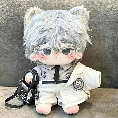 niannyyhouse 20cm Plush Doll Clothes Hat Coat Shirt Pants Backpack Glasses White Cat Set 8in Doll Accessories Dress Up thumbnail 4