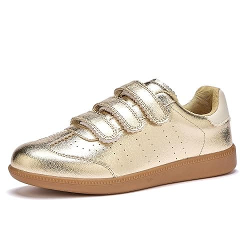 Teyiwow Sneakers for Women Lightweight Tennis Shoes Fashion Vegan Leather Hook & Loop Sneakers Non-Slip Walking Shoes thumbnail 6