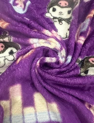 Kuromi & Friends Soft Silky Fleece Throw 40"x50" Kids Blanket “Neon Kuromi” thumbnail 4