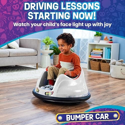 FunPark 6V Electric Bumper Car Ride-On for Toddlers, Ages 1.5–4 Years, LED Lights, 360° Spin, Supports up to 66 lbs (No Remote) thumbnail 2