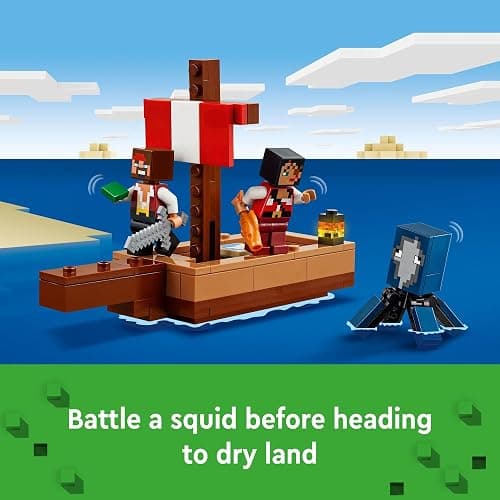 LEGO Minecraft The Pirate Ship Voyage, Boat Toy Playset for Kids with Squid, Camel and Pirate Figures, Pirate Toy Building Set for Action Role-Play, Minecraft Gift for 8 Year Old Boys and Girls, 21259 thumbnail 4