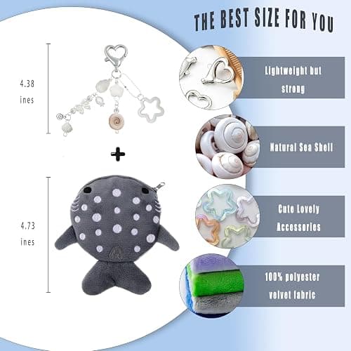 Whale Shark Coin Purse Keychain,Cute Plush Change Purse with Zipper Keychain,Kawaii Handmade Coin Pouches for Women thumbnail 5