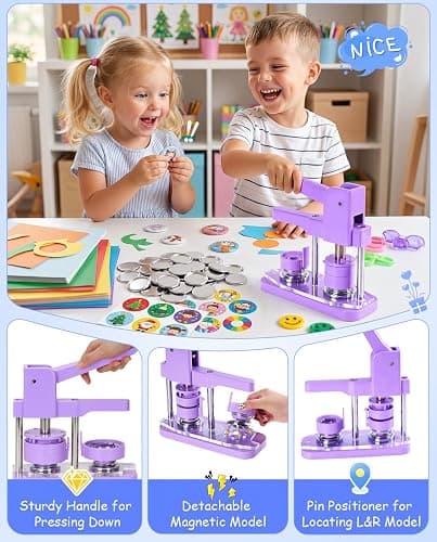 Alldeer Button Maker Machine Kit 32mm - 1.25 inch Badge Pin Maker for Kids thumbnail 5