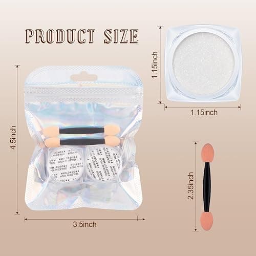 Artdone 2 Jars Chrome Nail Powder White and Gold Pearl | Iridescent Aurora Powder Metallic Mirror Effect Pigment Pearlescent Mermaid Pearl Glitter Dust Kit thumbnail 3