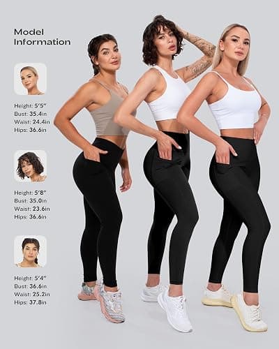 CHRLEISURE Leggings with Pockets for Women, High Waisted Tummy Control Workout Yoga Pants thumbnail 6