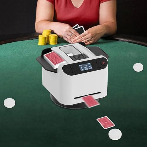 sjcdicnj Automatic Card Shuffler and Dealer 2-in-1, Card Dealer with Wireless Remote 360°Rotating,Ultra Quiet, Rechargeable, Works with UNO, Taco Cat Goat Cheese Pizza, Five Crowns thumbnail 2
