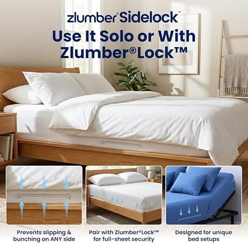Zlumber Sidelock Bed Sheet Holder, Side Sheet Holder for Fitted Sheets, Helps Secure Loose Sheets on Mattress Sides thumbnail 4