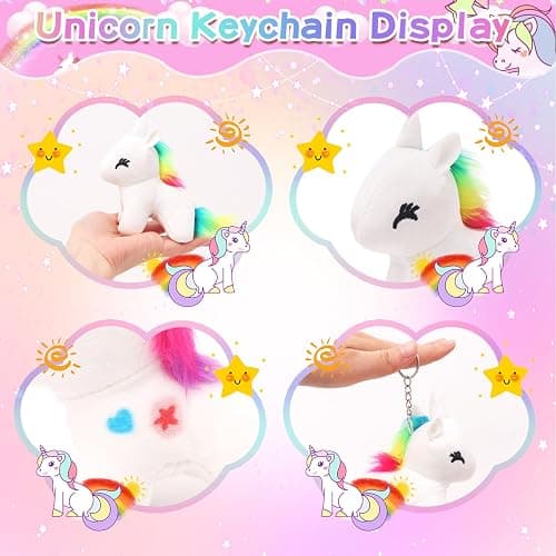 HAPGFS 10Pcs Unicorn Party Favor Bulk Toys Mini Plush Unicorn Stuffed Animals with Coloured Pens Small Rainbow Unicorn Keychain for Birthday Wedding Christmas Goodie Bag Stuffer Party thumbnail 5