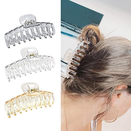 ACCGLORY Clear Claw Clips for Women Thick Hair Crystal Resin Large Hair Clips for Women Fine Invisible Transparent Big Jaw Clips Hair Accessories thumbnail 4