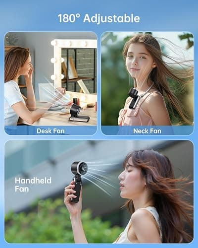 Bearwind Portable Handheld Turbo Fan - 5 Gear High Speed 4000mAh Rechargeable Mini Personal Hand Fan Blow Cold Air, Battery Operated Travel Essentials, Beach Vacation, Gifts for Women, Men (Black) thumbnail 4