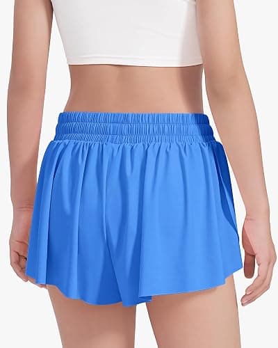 HASMES Girls Butterfly Shorts Teen Flowy Athletic Shorts for Running Dance Cheer 5-14Y thumbnail 3