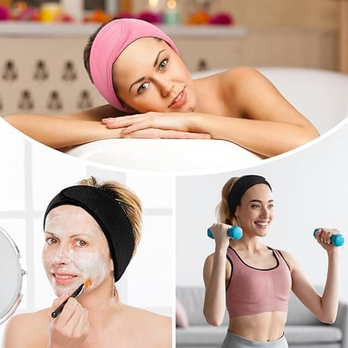 LADES Spa Facial Headband for Women – Soft Terry Cloth with Adjustable Hook and Loop, Comfortable & Secure Fit for Skincare, Makeup, Face Washing thumbnail 5