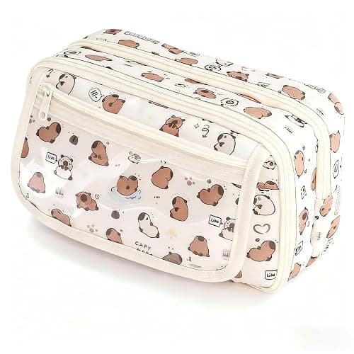 JUTOROSY Cute Pencil Case, Pencil Pouch with Zipper (White Kapibala) - Image 1