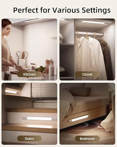 EZVALO Under Cabinet Lighting, 2200mAh Closet Lights with 2 Extra Batteries, 3 Color Temps Motion Sensor Lights Indoor, LED Lights for Closet, Pantry, Kitchen thumbnail 7
