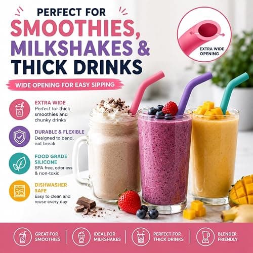 Reusable Silicone Straws for Tumblers, Smoothies & Kids Drinks – 15 Pack Flexible BPA-Free Drinking Straws with 2 Cleaning Brushes – Soft on Teeth & Lips – Fits 20oz & 30oz Tumblers thumbnail 5