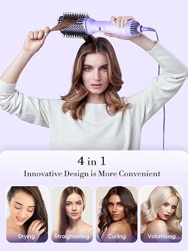LANDOT 4-in-1 Blow Dryer Brush for Thick & Coarse Hair, Powerful Blowout Brush Styler with 60mm Oval Barrel,Fast Hair Drying & Frizz Control for Salon-Smooth and Manageable Hair at Home thumbnail 3