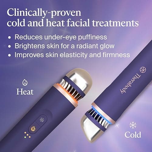 Therabody TheraFace Depuffing Wand – Cold and Heat Skincare Treatment to Depuff and Glow; Beauty Wand, Face Roller and Eye Massager for Eye Puffiness, Dark Circles and Skin Radiance (Indigo) thumbnail 3