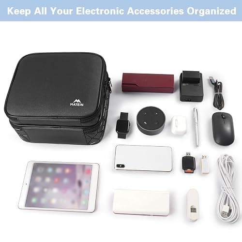 MATEIN Cable Organizer Bag, Waterproof Travel Electronic Storage, Shockproof Portable Double Layer Tech Bags Carrying Case for Cord, Earbuds, Charger, SD Card, DJ Gifts, Black thumbnail 8