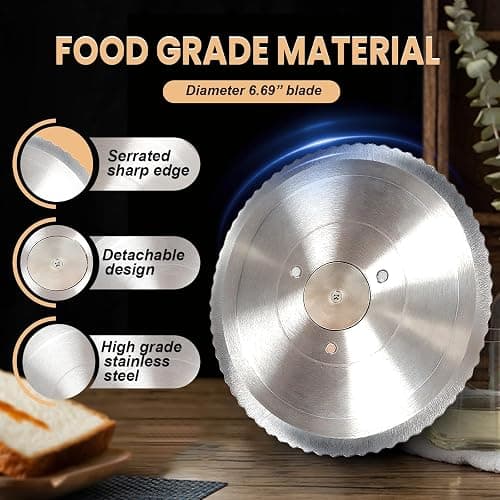 Manual Bread Slicer for Homemade Sourdough Bread, Adjustable Thickness&Evenly Slicing, Hand Crank Bread Slicer with Scale Line and Suction Cup, Serrated Blade Design, Patent:USD105861 thumbnail 3