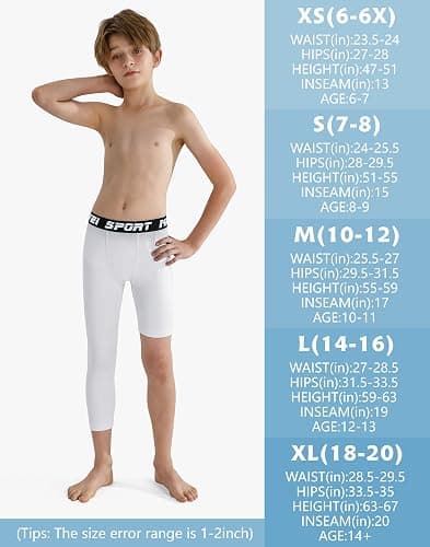 MIVEI Youth Boys Girls One Leg Compression Pants Basketball Single Leg Sleeve Tights Kids 3/4 Leggings Sports Base Layer thumbnail 7