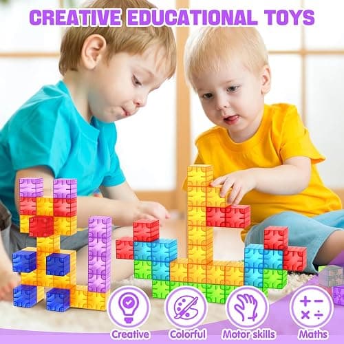 Feoxialy Magnetic Blocks - 52pcs Translucent Magnetic Cubes, Digit Building Blocks Magnet Toys for Kids, Rainbow STEM Creativity Toys 3+ Year Old Boys & Girls Toddlers Kids Christmas Birthday Gifts thumbnail 7