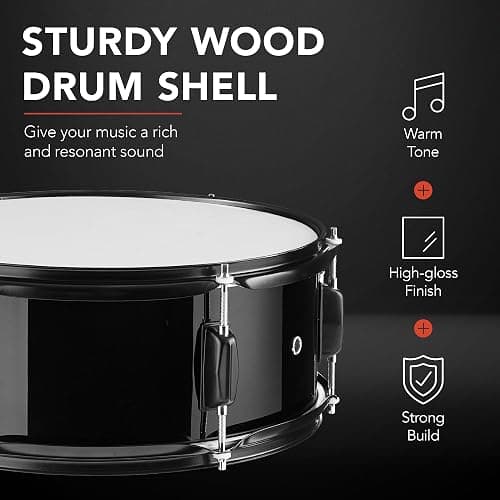 Best Choice Products 5-Piece Full Size Complete Adult Drum Set w/Cymbal Stands, Stool, Drum Pedal, Sticks, Floor Tom - Black thumbnail 4
