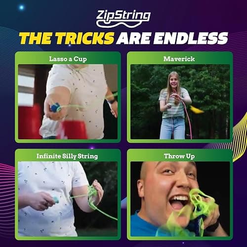 ZipString Psycho Strings, Pack of 3 - Luma Replacement Strings for Rope Launcher Toy - Glow in The Dark Fidget String for Kids & Adults - Shark Tank Featured Lasso Rope Loop String Replacement thumbnail 7