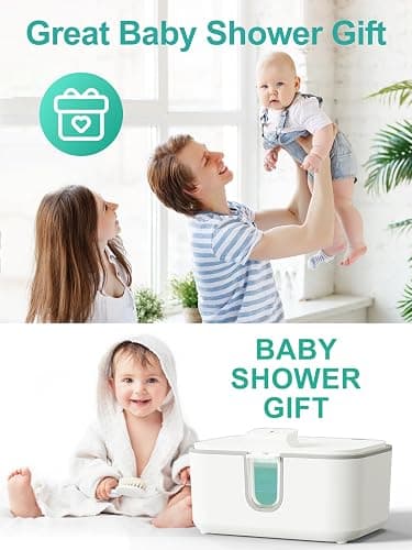 KOSTTE Baby Wipes Warmer, Larger Capacity Wipe Dispenser, Even Heating Diaper Wipe Warmer with Night Light, On/Off Switch, White thumbnail 9