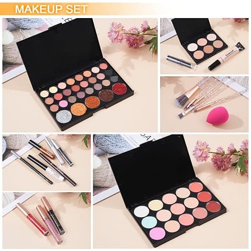 Professional Make up Kit,Makeup kit For Girls, Makeup Set For Women Eyeshadow Palettes, Lip Colors, Makeup brush set,Makeup bag (Pink) thumbnail 6