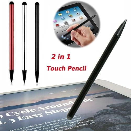 2pcs Black Stylus Pens for Universal Touch Screen Devices - Compatible with iPad, Samsung Galaxy, Smartphones thumbnail 4