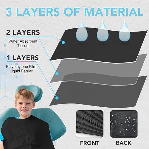 80 Pack Disposable Dental Bibs 13"x18", 3-Ply Waterproof Tattoo Bibs Sheet for Nail Salon, Dental Clinic, Feeding, Tattoo Shop (Black) thumbnail 3