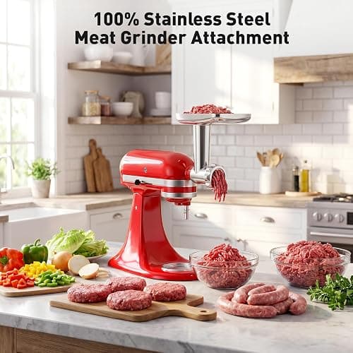 COFUN Stainless Steel Meat Grinder for KitchenAid Mixer | Meat Grinder with Meatball Maker, Sausage Stuffer, Dishwasher Safe, Compatible with All KitchenAid Stand Mixers thumbnail 2