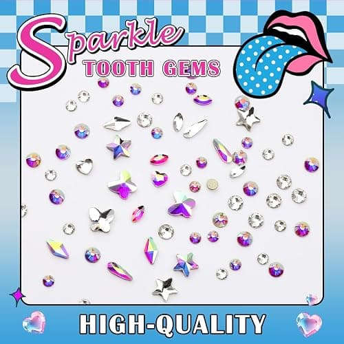 WATRZ 380 pcs Teeth Gem Kit,Tooth Diamonds Gems Kit for Teeth DIY Crystals Teeth Jewelry Kit for Girls Y2K Crystal AB Rhinestones Butterfly Love Star Multiple Styles for Boys Harmless Fashionable thumbnail 6