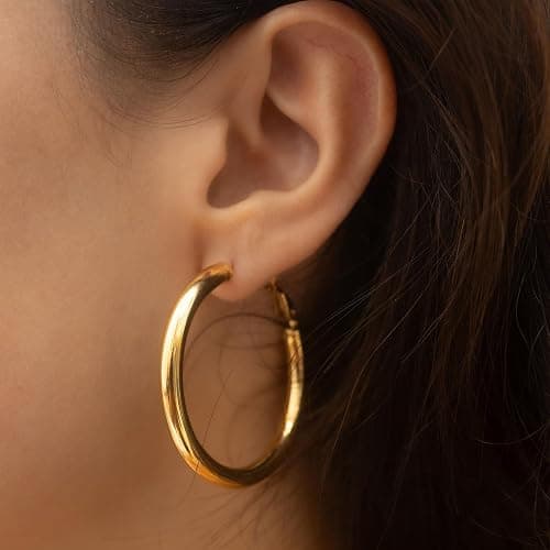Gold Hoop Earrings Set for Women, 18 Pairs Hypoallergenic Statement Open Pearl Hoops Earring for Multipack, Gold Chunky Hoop Earrings for Women Trendy Jewelry thumbnail 8