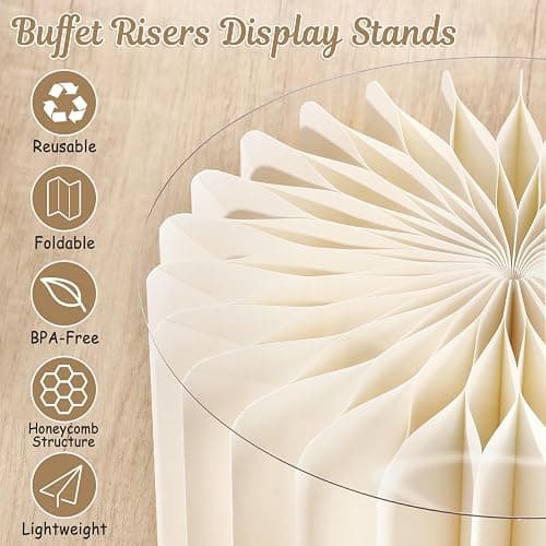 Youjoitim 6Pcs Buffet Risers, Food Risers for Table, Foldable Cake Stands for Party, Paper Dessert Table Display Set, Cupcake Display Stand for Birthday Wedding Party Decoration (White) thumbnail 5
