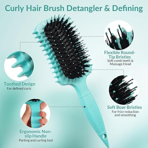 Curl Defining Brush, Curly Hair Brush Products for Effortlessly Detangling Shaping and Styling Women's Men's Curls on All Wet or Dry Hair Types, Reduces Frizz thumbnail 2