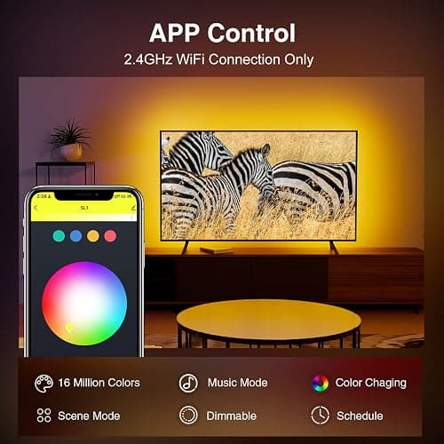 GHome Smart SL1 TV LED Backlight, Smart WiFi Strip Light Compatible with Alexa and Google Home, App Control, Music Sync 16 Million Rgb Red Green Blue 9.2Ft ST1-B thumbnail 2