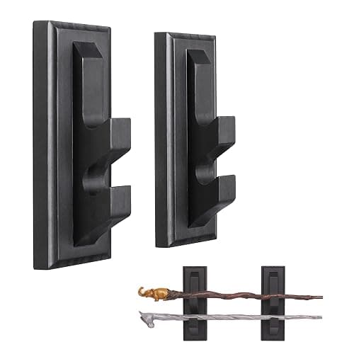 Wall Mount Wizard Wand Display Magic Wands Stand Wooden Holder 2 Tier Black - Image 1