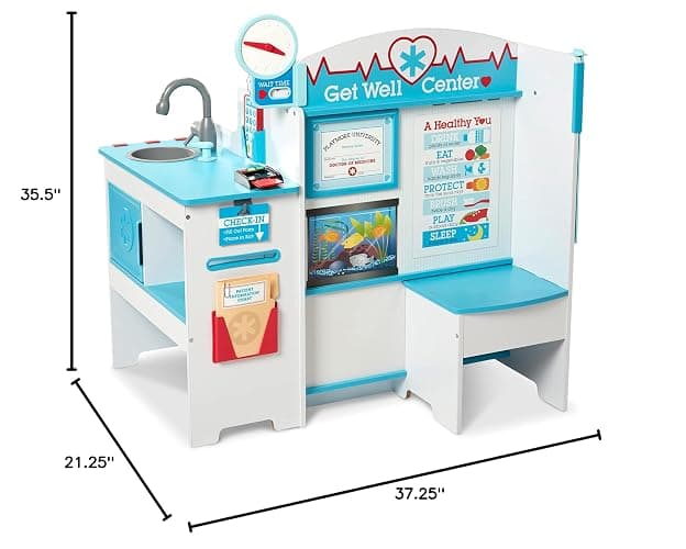 Melissa & Doug Wooden Get Well Doctor Activity Center - Waiting Room, Exam Room, Check-In Area - FSC Certified thumbnail 3