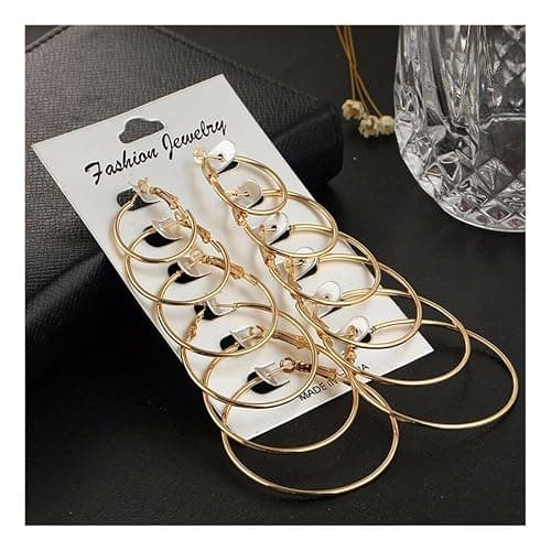 IFNODO 47pcs Gold Jewelry Set With 3 PCS Necklace, 11 PCS Bracelet,20pcs Hoop Stud Earrings,7pcs rings set For Women For Birthday Gifts thumbnail 7