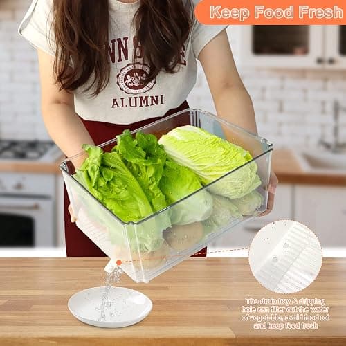 MXTIMWAN Lot de 7 Organiseur Frigo Cusine, Boîte de Bac Rangement Frigo Transparent avec Poignée, Organisateur Frigo De Placards Empilable avec Couvercle pour Le réfrigérateur, Cuisine, Armoires thumbnail 2