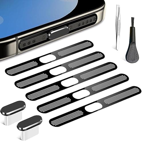 Limvory USB C Dust Plug, Phone Speaker Dust Cover and Anti Dust Cover Protector Cap for iPhone 16/16 Pro/16 Pro Max/iPhone 15/15 Pro/Pro Max – Black