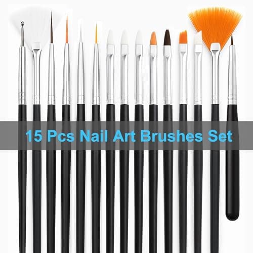 Nail Art Tools Set – 15pcs Nail Brushes, 5pcs Dual-Ended Dotting Pens, Nail Stand & Holder Kit with Brush Rack, Tweezers & Double-Sided Tape for DIY Nail Design & Press On Nails thumbnail 2